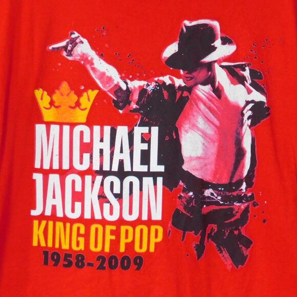 Michael Jackson King Of Pop Memorial T Shirt Size L Red Double Sided Graphic - Picture 4 of 5